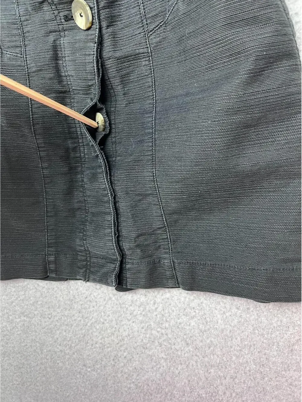 Free People Every Minute Every Hour Black High Waisted Button Front Mini Skirt 4